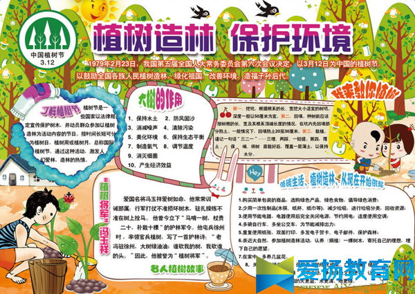 五年级植树节手抄报设计图